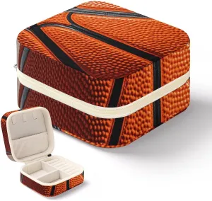 Basketball Orange Jewelry Box for Women Personalized Jewelry Storage Box Portable Travel Jewelry Case for Ring Pendant Earring Necklace Bracelet