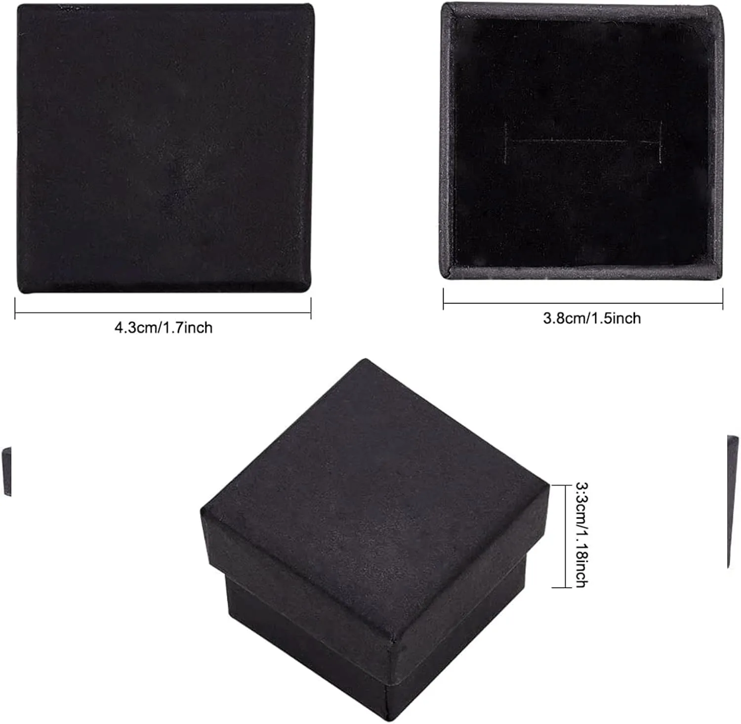 BENECREAT 24 Pack Jewelry Ring Boxes Kraft Square Cardboard Jewelry Boxes 1.7x1.7x1.18inch for Jewelry, Wedding Party, Valentine Festival Gift Packaging, Black