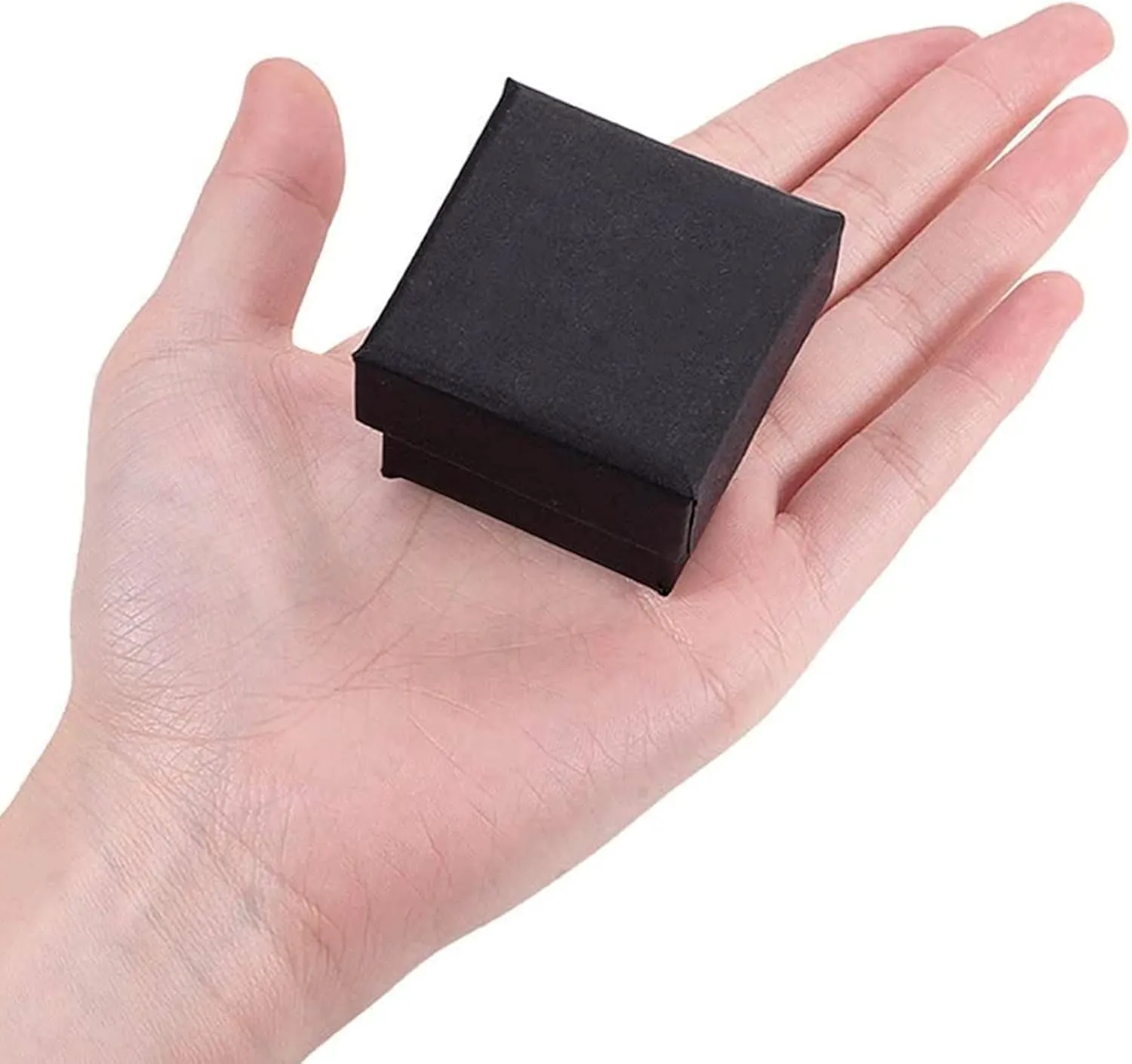 BENECREAT 24 Pack Jewelry Ring Boxes Kraft Square Cardboard Jewelry Boxes 1.7x1.7x1.18inch for Jewelry, Wedding Party, Valentine Festival Gift Packaging, Black