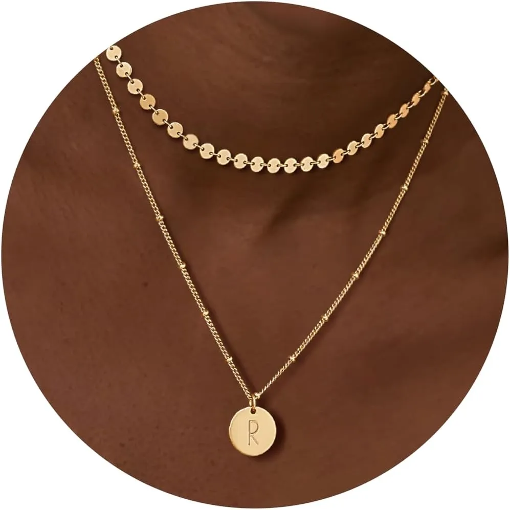 BENEIGE Initial Necklace for Women 14K Gold Plated Letter Pendant Necklaces Dainty Gold Layered Necklace Jewelry For Women