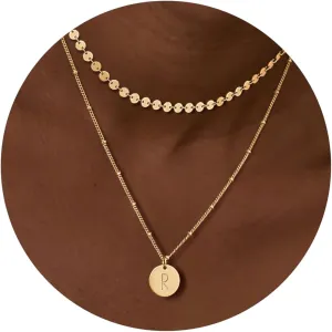 BENEIGE Initial Necklace for Women 14K Gold Plated Letter Pendant Necklaces Dainty Gold Layered Necklace Jewelry For Women