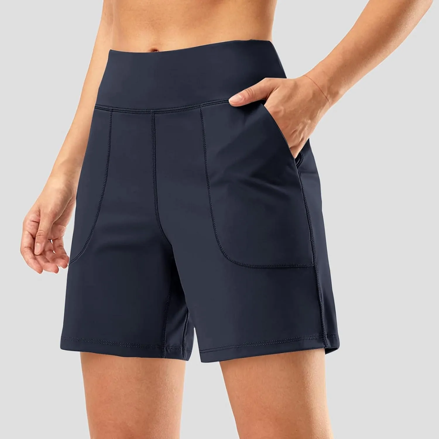 Biker Shorts Women Soft Plus Size Butt Lifting Shorts Seamless Workout Shorts High Waisted Yoga Shorts with Pockets