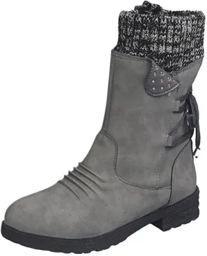 Black Snow Boots for Women Knee High Women's Waterproof Boots Women's Winter Fur Lined Ankle Boots Waterproof Cute Snow Boots for Woman Botas Nieve Trabajo