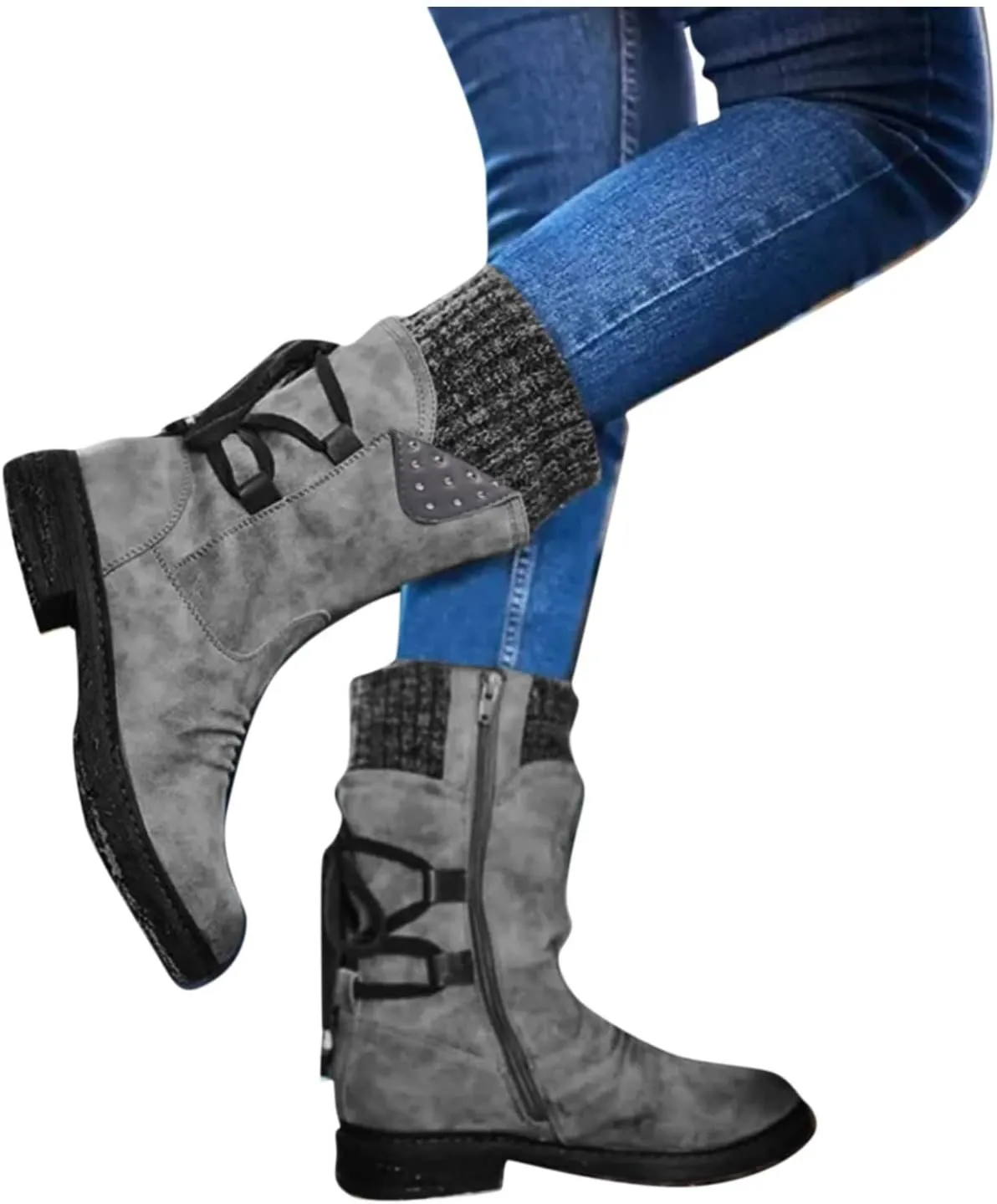 Black Snow Boots for Women Knee High Women's Waterproof Boots Women's Winter Fur Lined Ankle Boots Waterproof Cute Snow Boots for Woman Botas Nieve Trabajo
