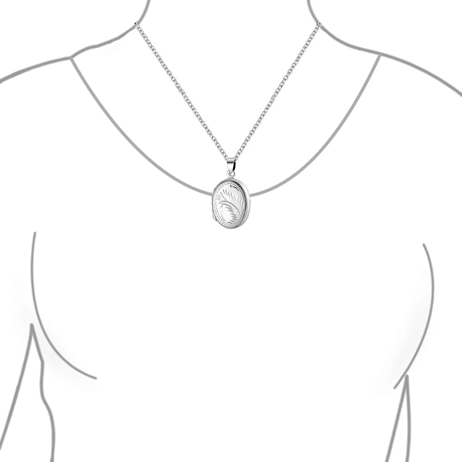 Bling Jewelry Vintage Style Personalized Engrave Floral Leaf Oval Photo Lockets for Women .925 Silver Necklace Pendant Holds Pictures Available in Small Medium Large