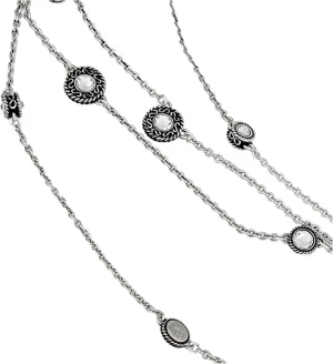 Bohemian Crystal Silver Tone Disc Chain Necklace Long 40-45" Body NWOT Fashion Necklaces Trendy Accessories Stylish Additions Chic Details