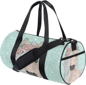 Bolaz Sports Gym Travel Duffle Bag Horse Flowers Luggage for Men and Women