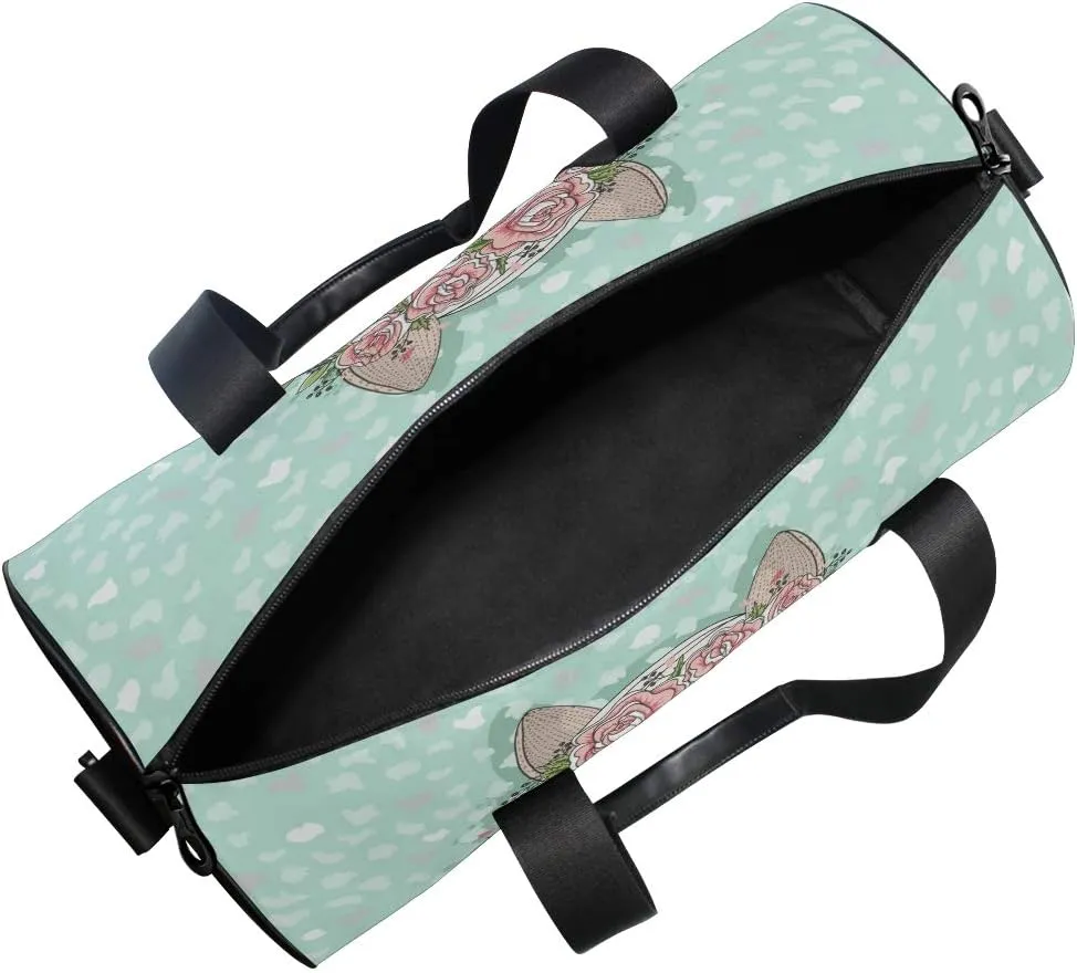 Bolaz Sports Gym Travel Duffle Bag Horse Flowers Luggage for Men and Women
