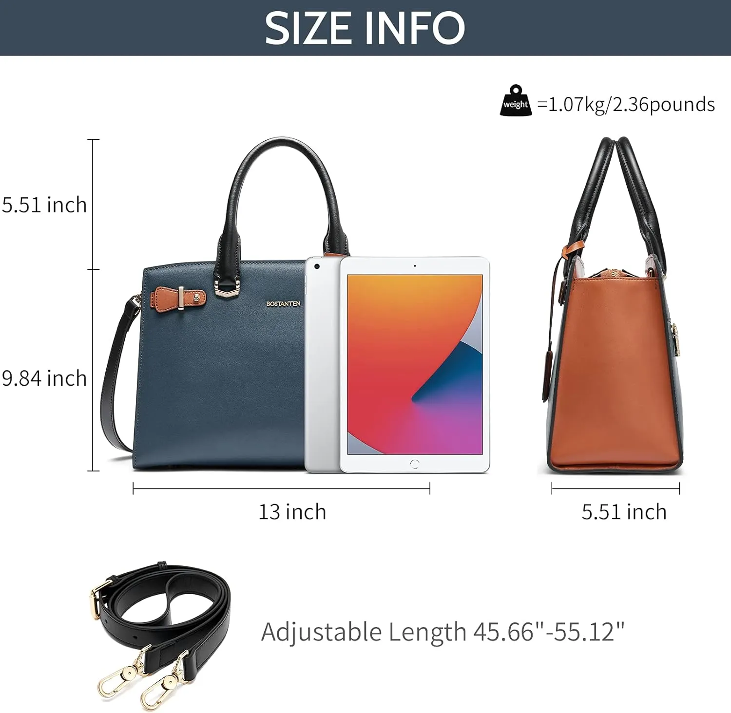 BOSTANTEN Women Leather Handbag Designer Satchel Purses Top Handle Shoulder Totes Crossbody Bag