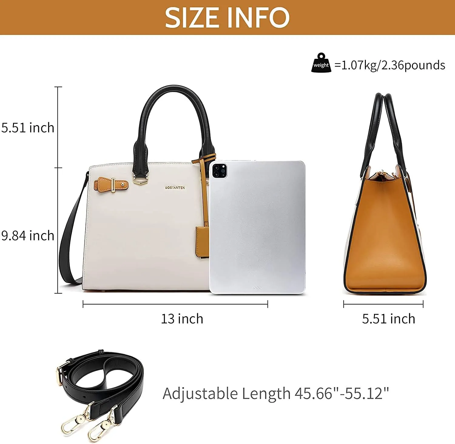 BOSTANTEN Women Leather Handbag Designer Satchel Purses Top Handle Shoulder Totes Crossbody Bag