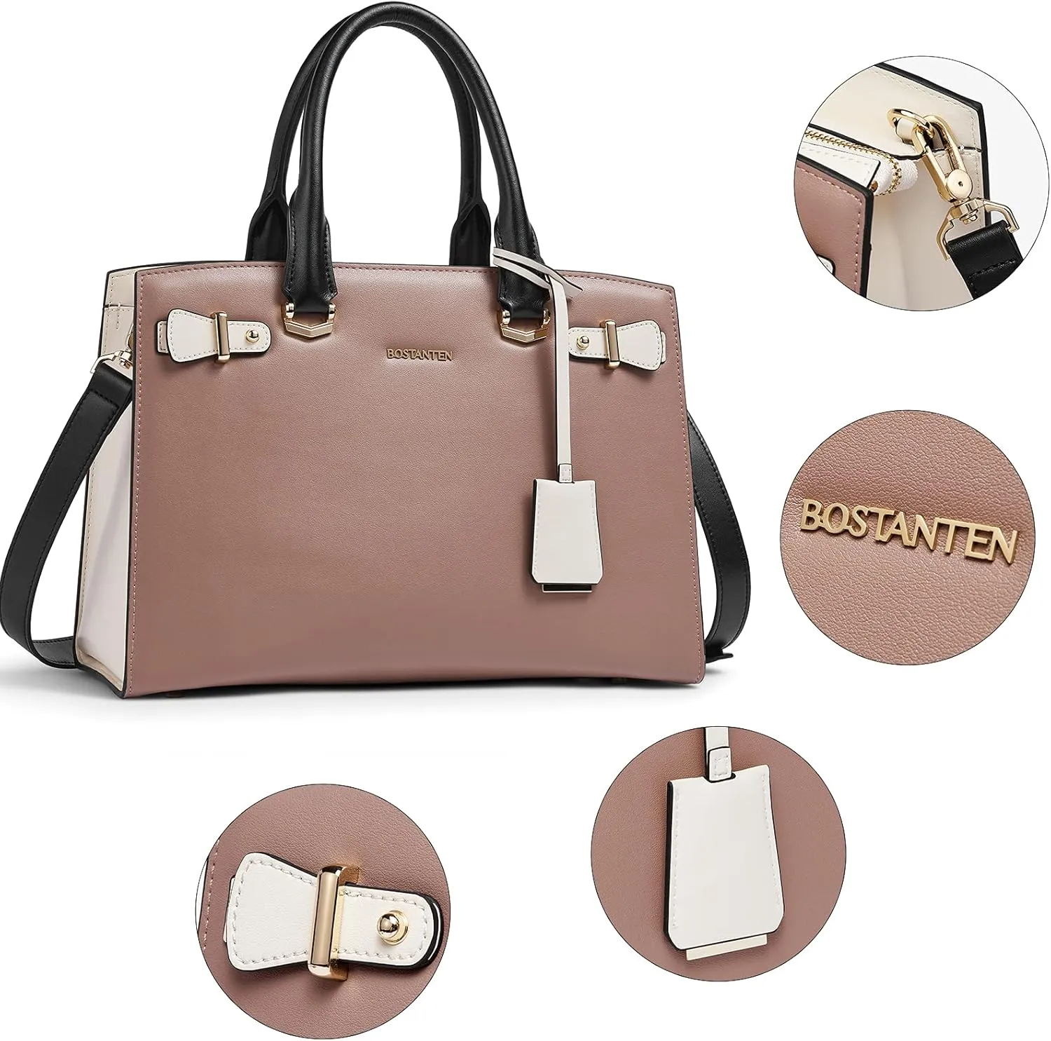 BOSTANTEN Women Leather Handbag Designer Satchel Purses Top Handle Shoulder Totes Crossbody Bag