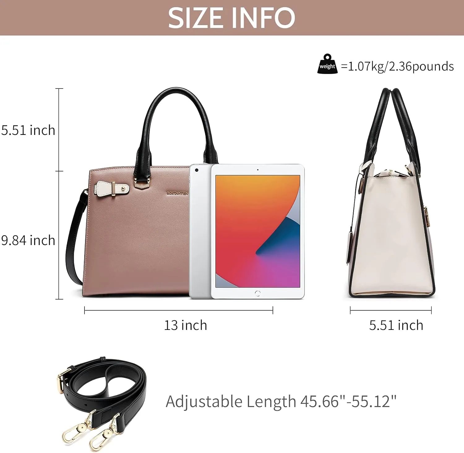 BOSTANTEN Women Leather Handbag Designer Satchel Purses Top Handle Shoulder Totes Crossbody Bag