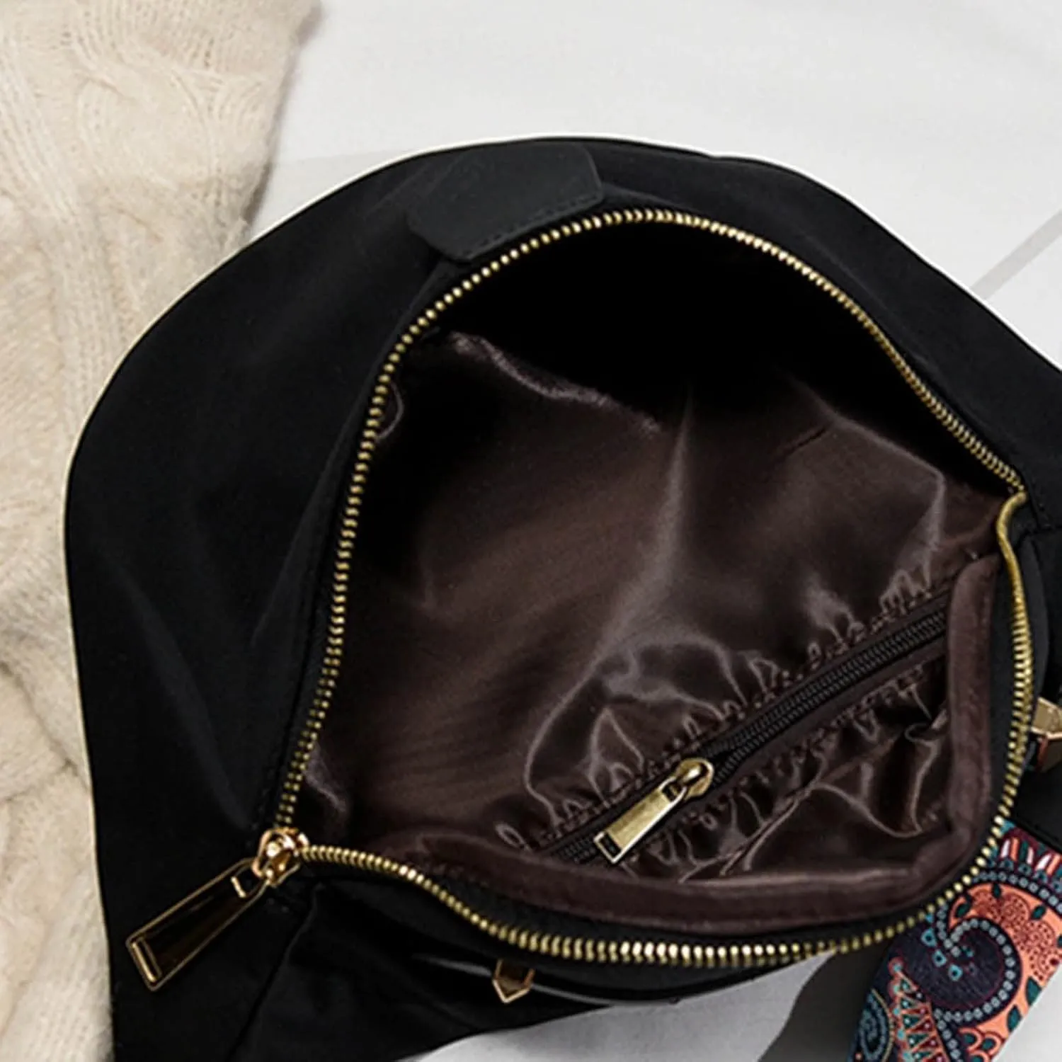 Briefcase with Shoulder Strap Ladies Fashion Shoulder Bag Casual Versatile Waist Bag Shoulder Large (Black, One Size)