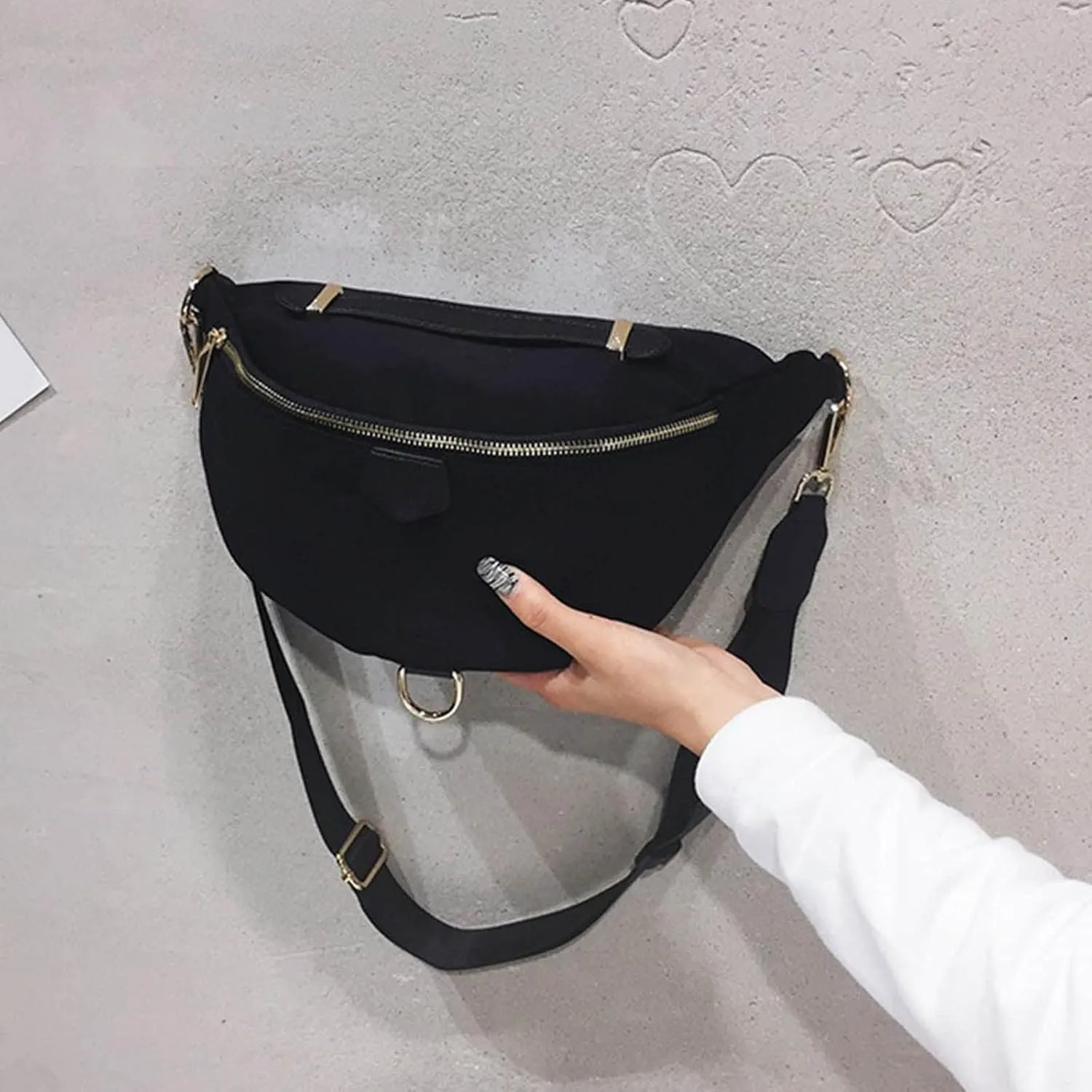 Briefcase with Shoulder Strap Ladies Fashion Shoulder Bag Casual Versatile Waist Bag Shoulder Large (Black, One Size)