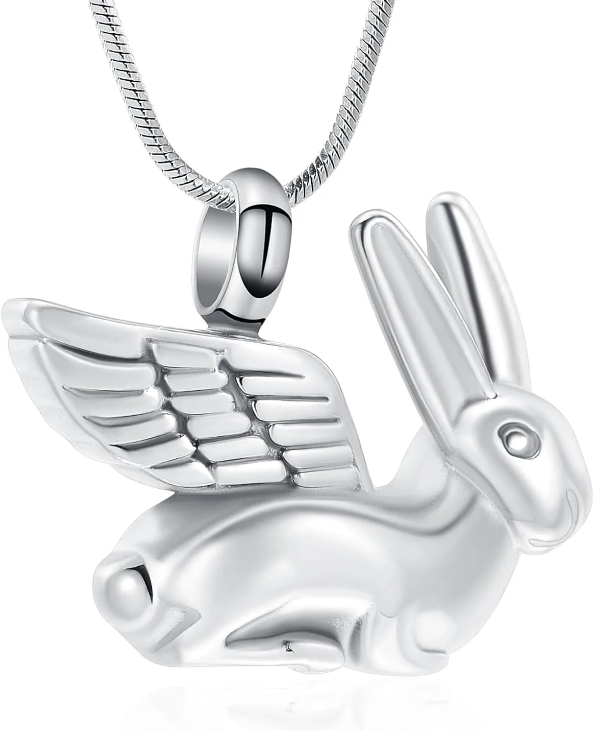 Bunny Rabbit Urn Pendant Necklace - Stainless Steel Cremation Ashes Jewelry for Pets Keepsake Memorial Ashes Locket