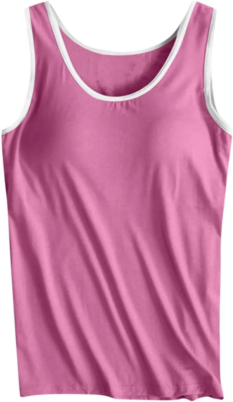 Camisole Tops for Women, Tank Top with Built in Bra for Women Plus Size Summer Workout Gym Yoga Casual Cami Shirts