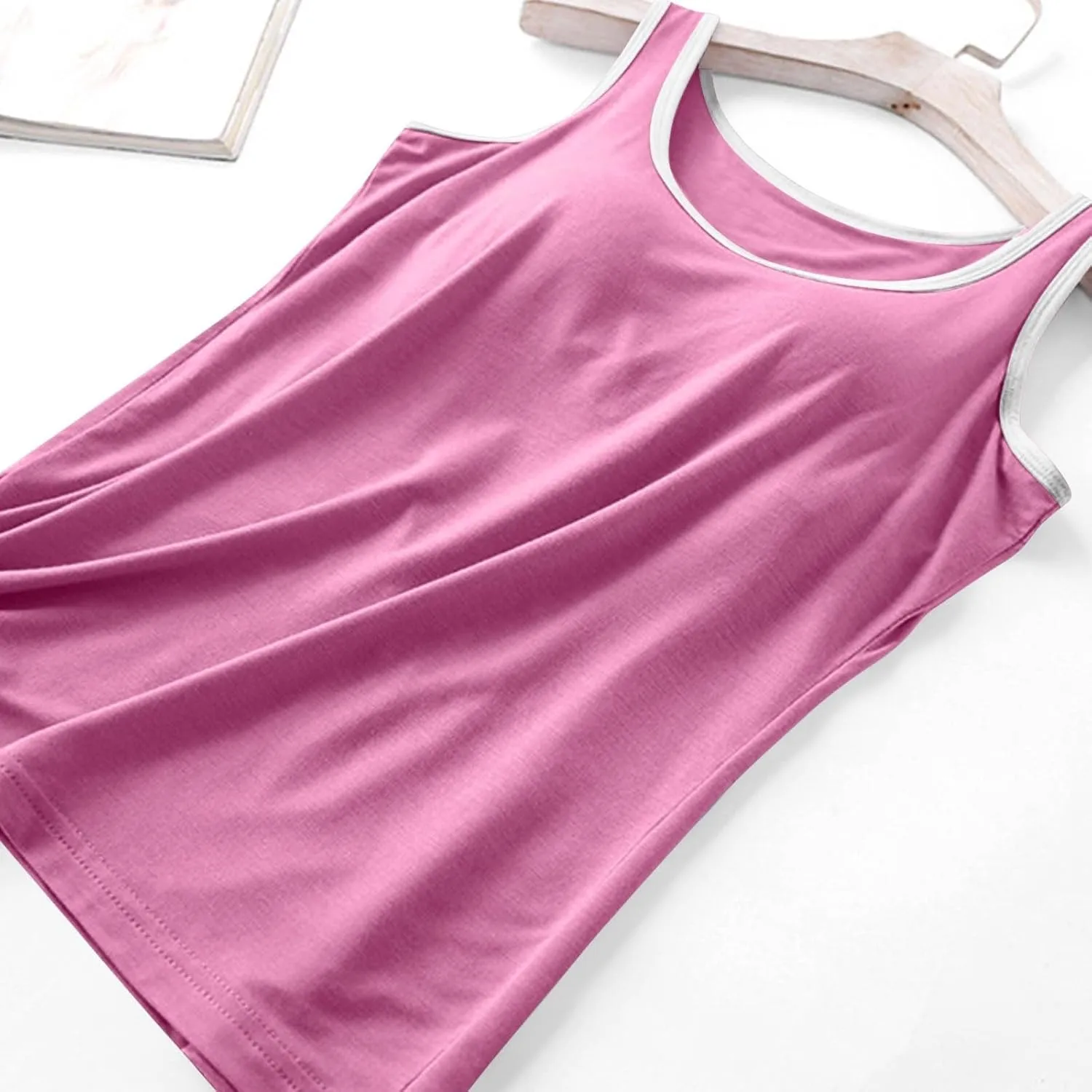 Camisole Tops for Women, Tank Top with Built in Bra for Women Plus Size Summer Workout Gym Yoga Casual Cami Shirts