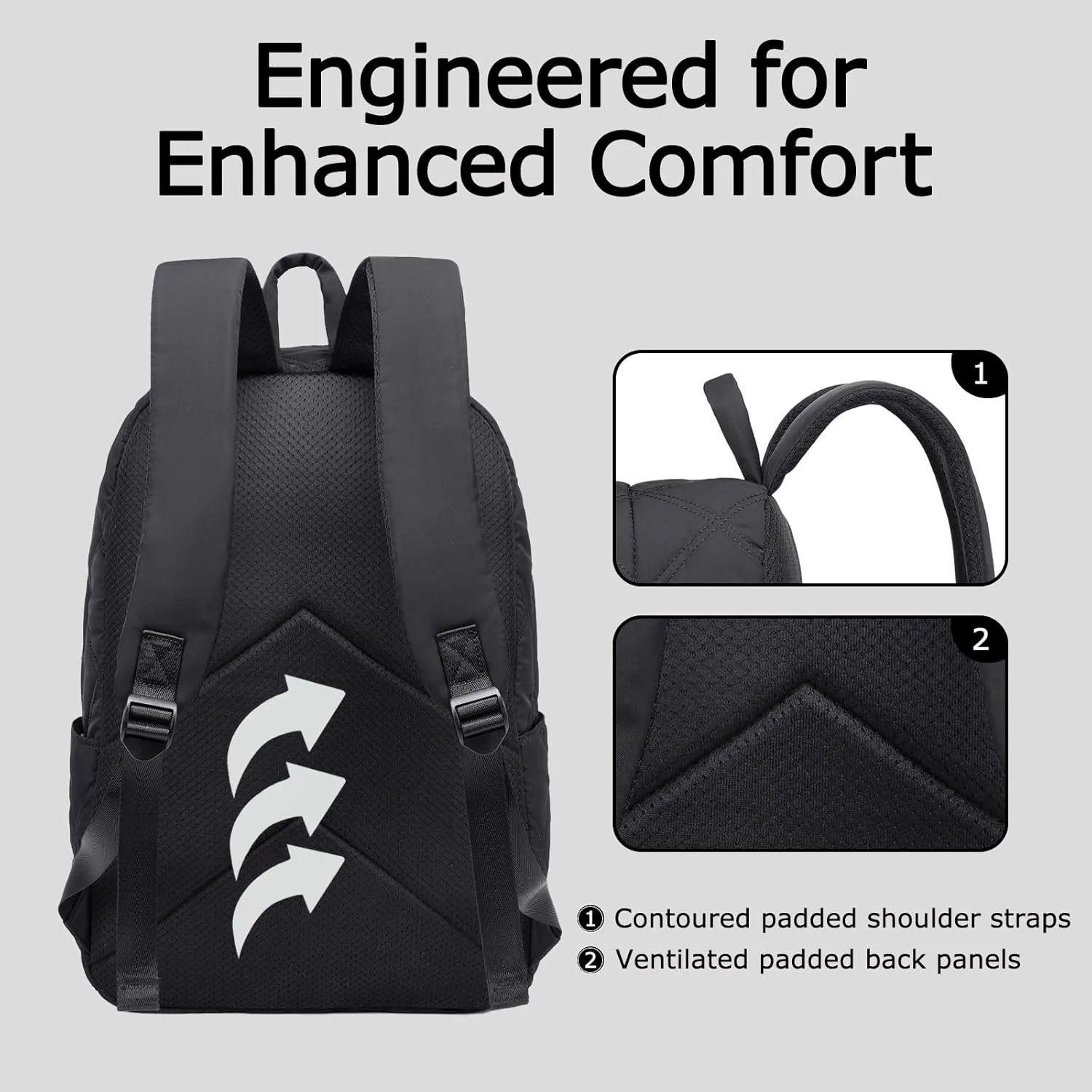 CAMTOP Backpack for Women Travel Backpack Quilted Girls Backpacks for School Lightweight Water-Resistant Casual Daypack Backpacks (Black)