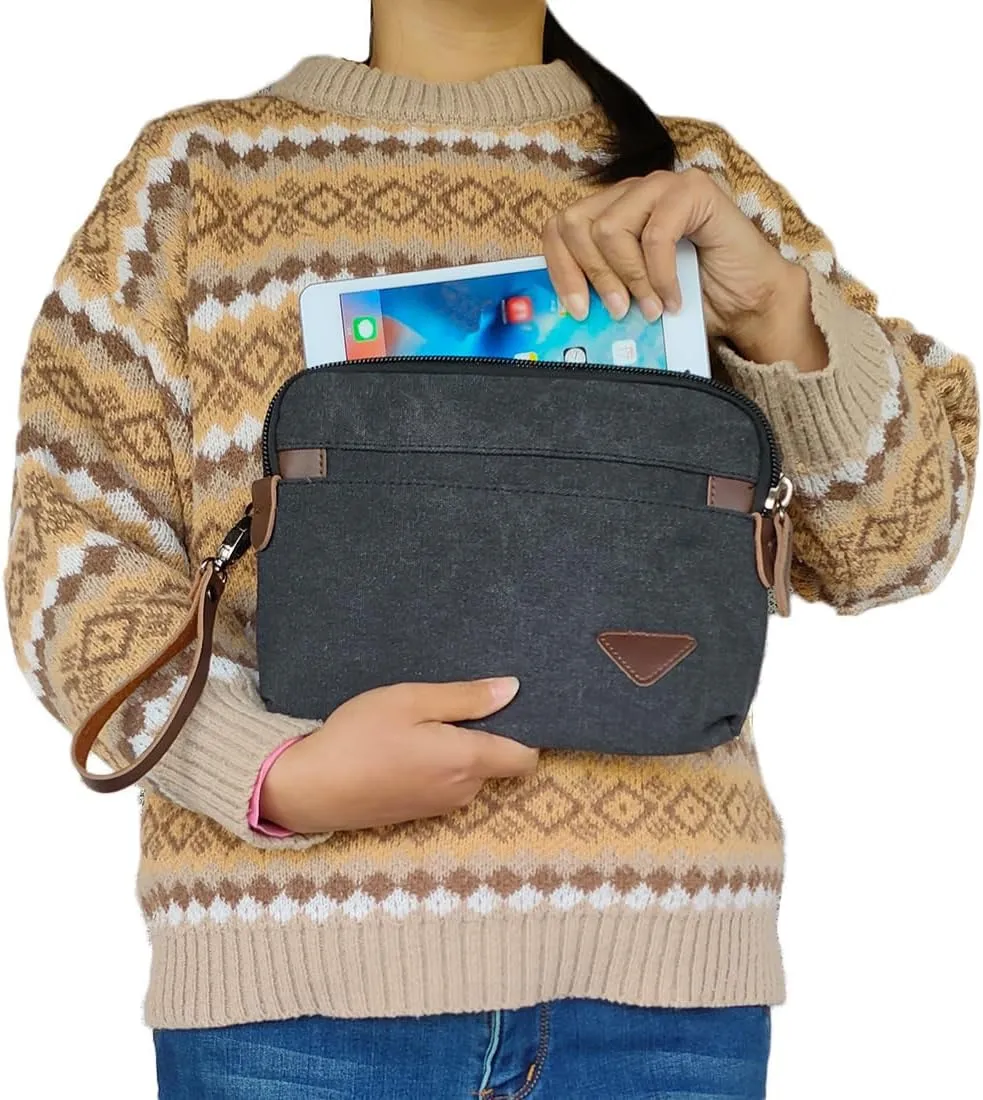 Canvas Smartphone Wristlets Bag Clutch Bag Wallet Purse Zipper Pouch Handbag