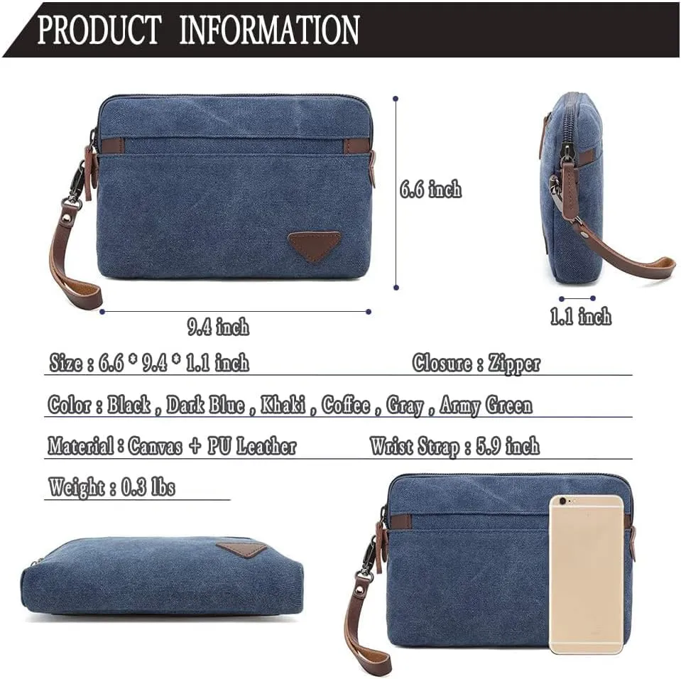 Canvas Smartphone Wristlets Bag Clutch Bag Wallet Purse Zipper Pouch Handbag