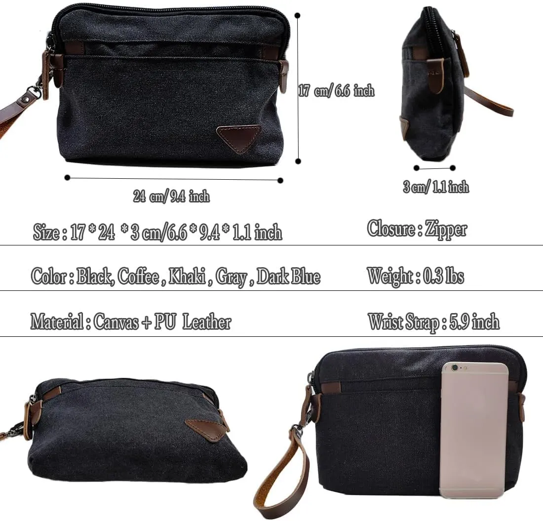 Canvas Smartphone Wristlets Bag Clutch Bag Wallet Purse Zipper Pouch Handbag