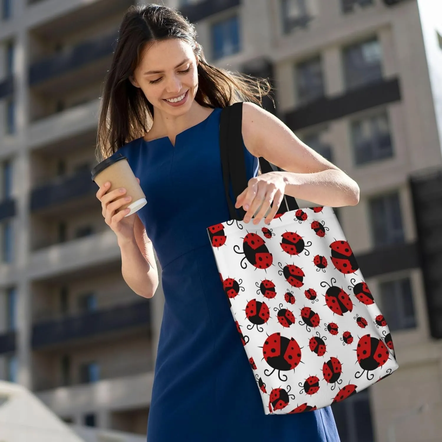Canvas Tote Bag Large Women Casual Shoulder Bag Handbag Reusable Storage Shoulder Bag