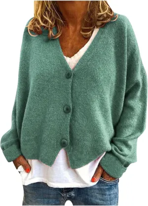 Cardigan Sweaters for Women 2024 Fall Winter Long Sleeve Open Front Oversized Button V Neck Outerwear Coats
