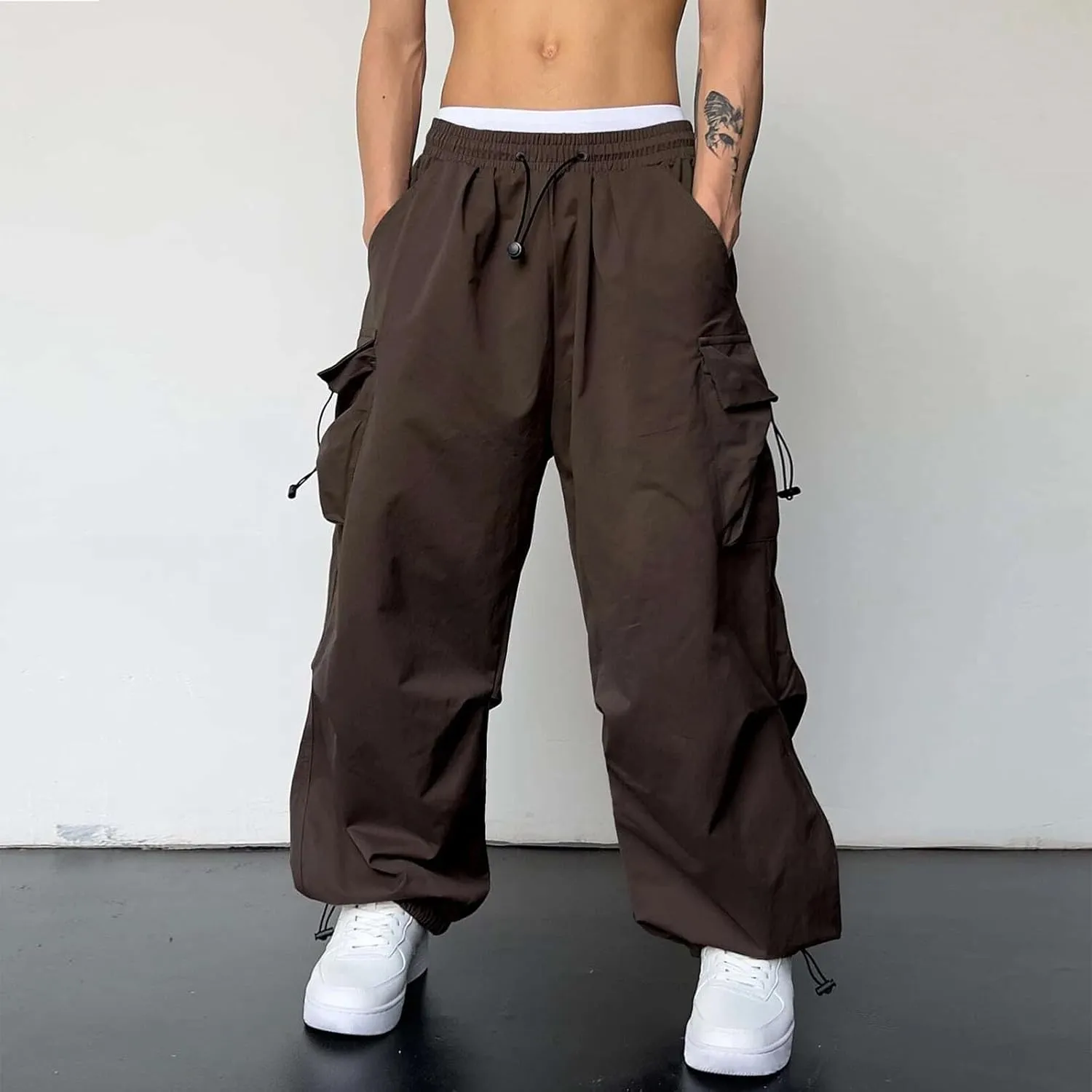 Cargo Pants for Men Baggy Parachute Pants Men Elastic Waist Harem Pants Y2k Sweatpants Lightweight Streetwear Pants