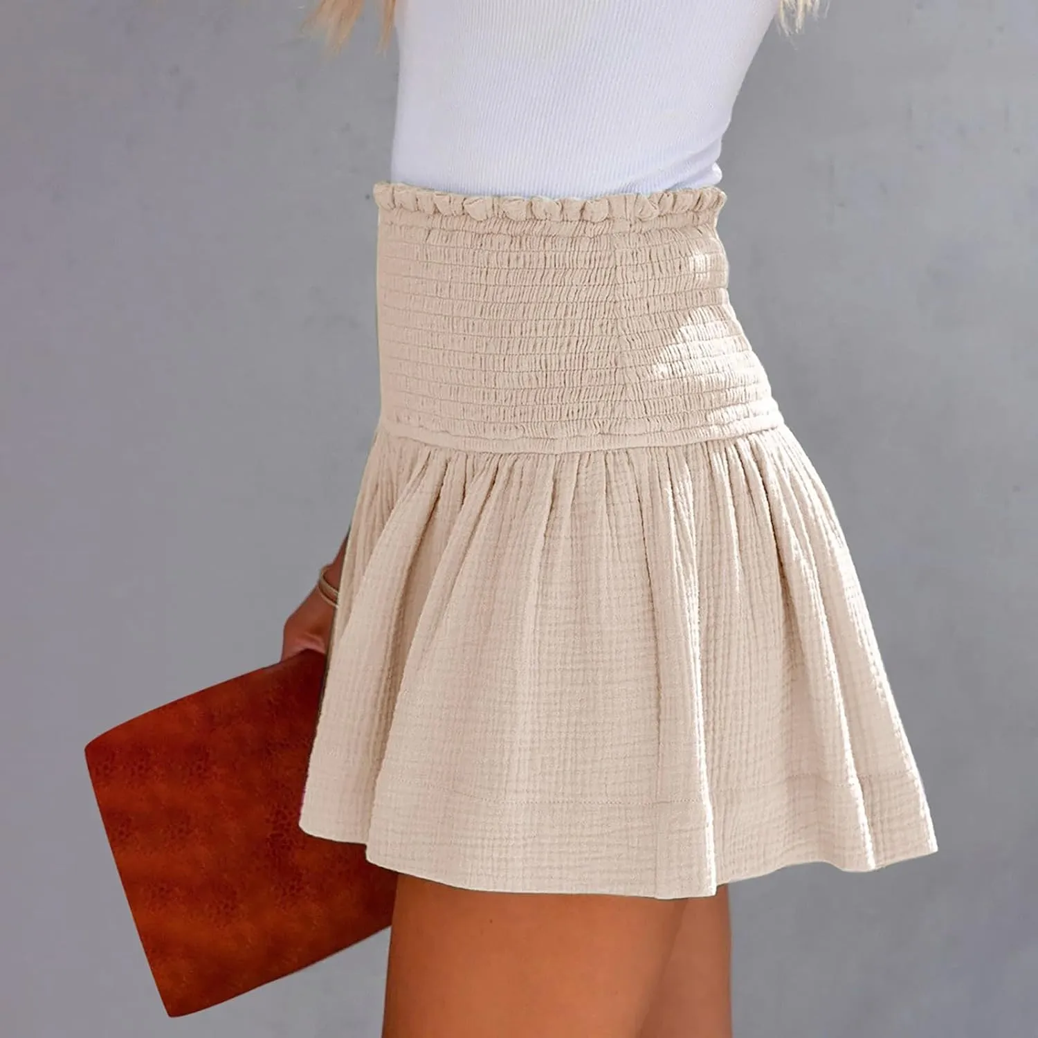 Casual Shorts for Women Summer Elastic High Waisted Pull On Beach Shorts Flowy Loose Bermuda Shorts Lounge Shorts