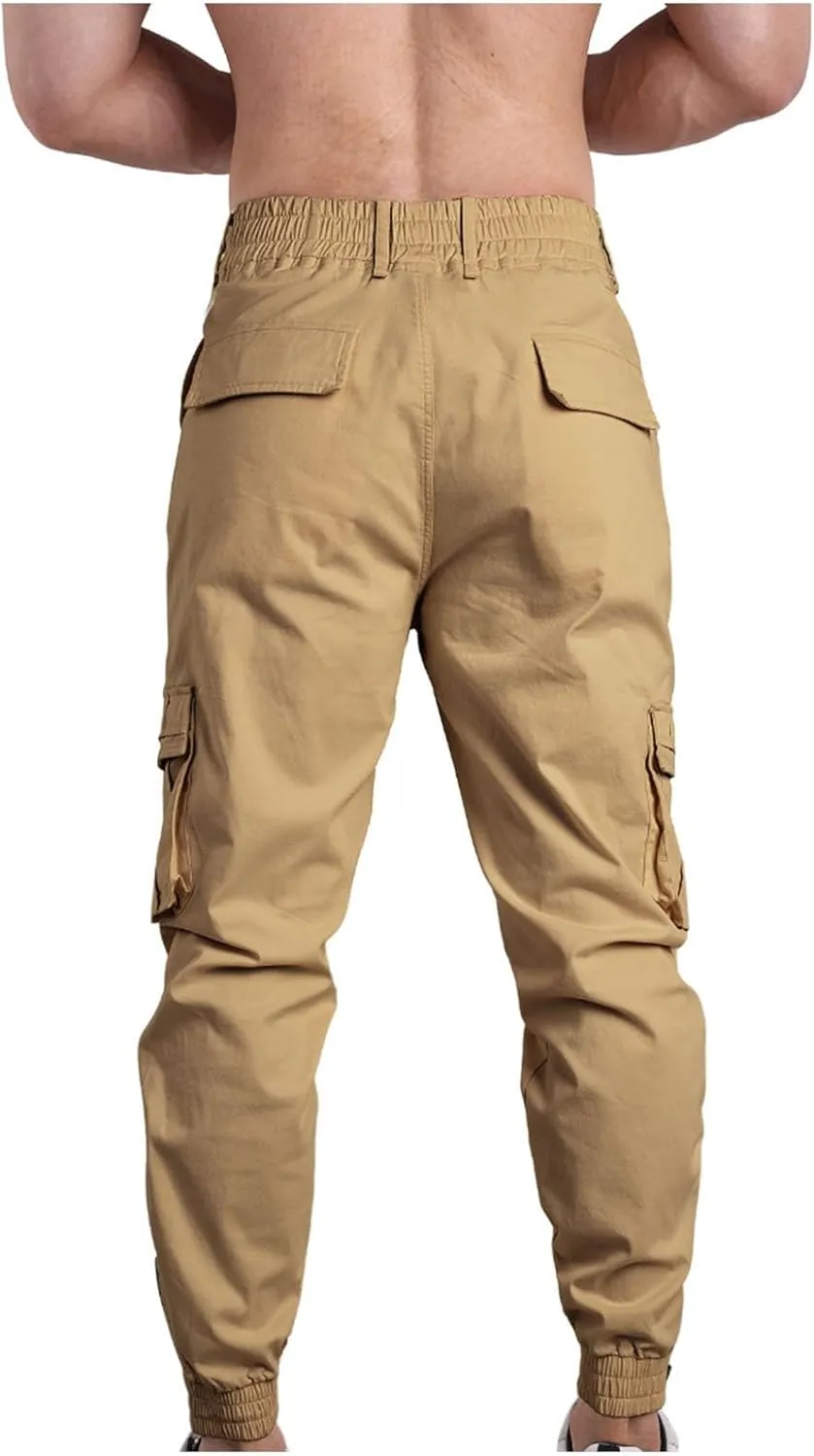 Casual Sport Pants Mens Hiking Tactical Pants Belted Foot Cargo Pants Solid Color Cotton Pants Zip Off Cargo Pants