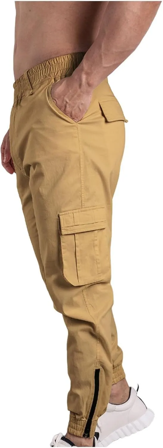 Casual Sport Pants Mens Hiking Tactical Pants Belted Foot Cargo Pants Solid Color Cotton Pants Zip Off Cargo Pants