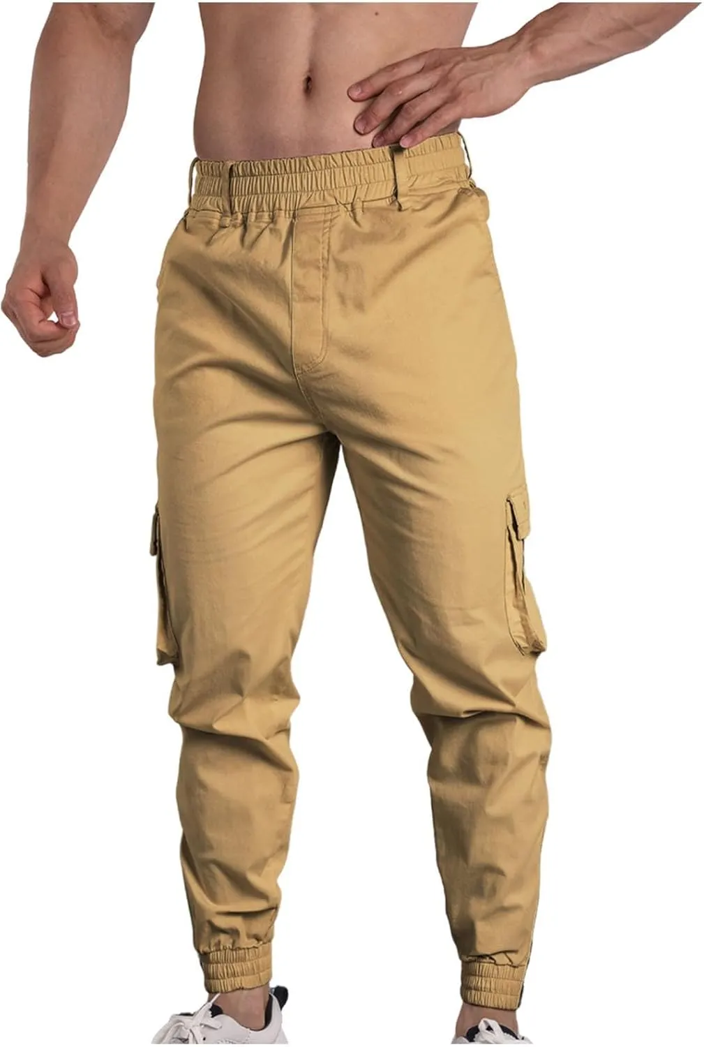Casual Sport Pants Mens Hiking Tactical Pants Belted Foot Cargo Pants Solid Color Cotton Pants Zip Off Cargo Pants