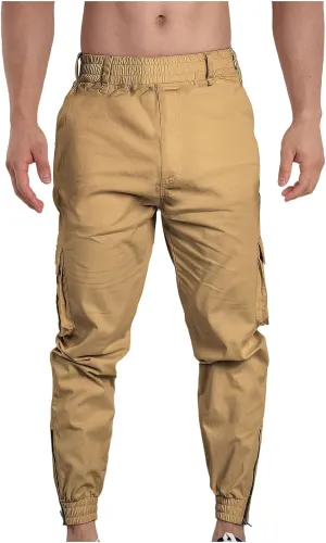 Casual Sport Pants Mens Hiking Tactical Pants Belted Foot Cargo Pants Solid Color Cotton Pants Zip Off Cargo Pants
