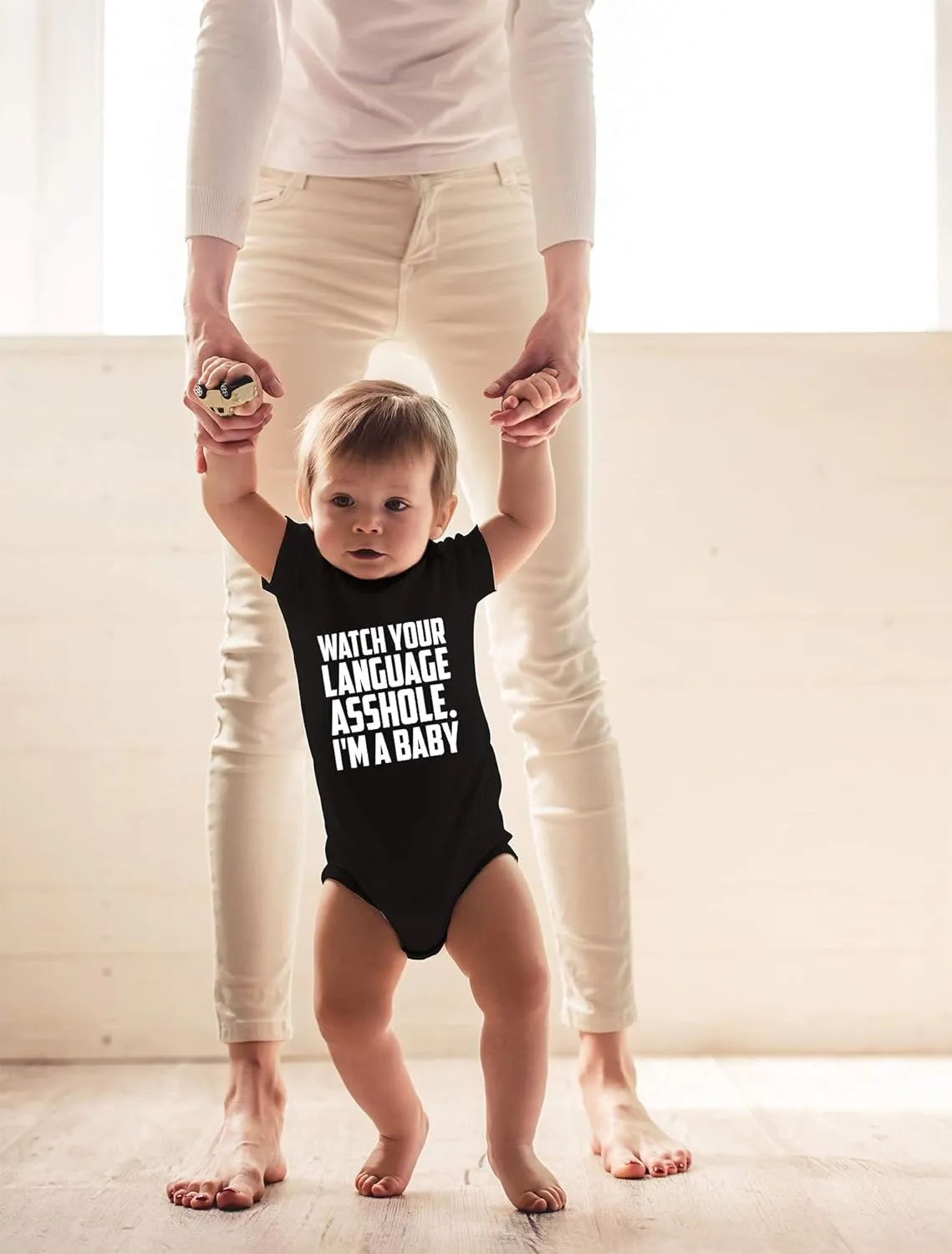 CBTwear Watch Your Language - Baby Clothes - Funny Newborn Bodysuit Outfits for Boys and Girls