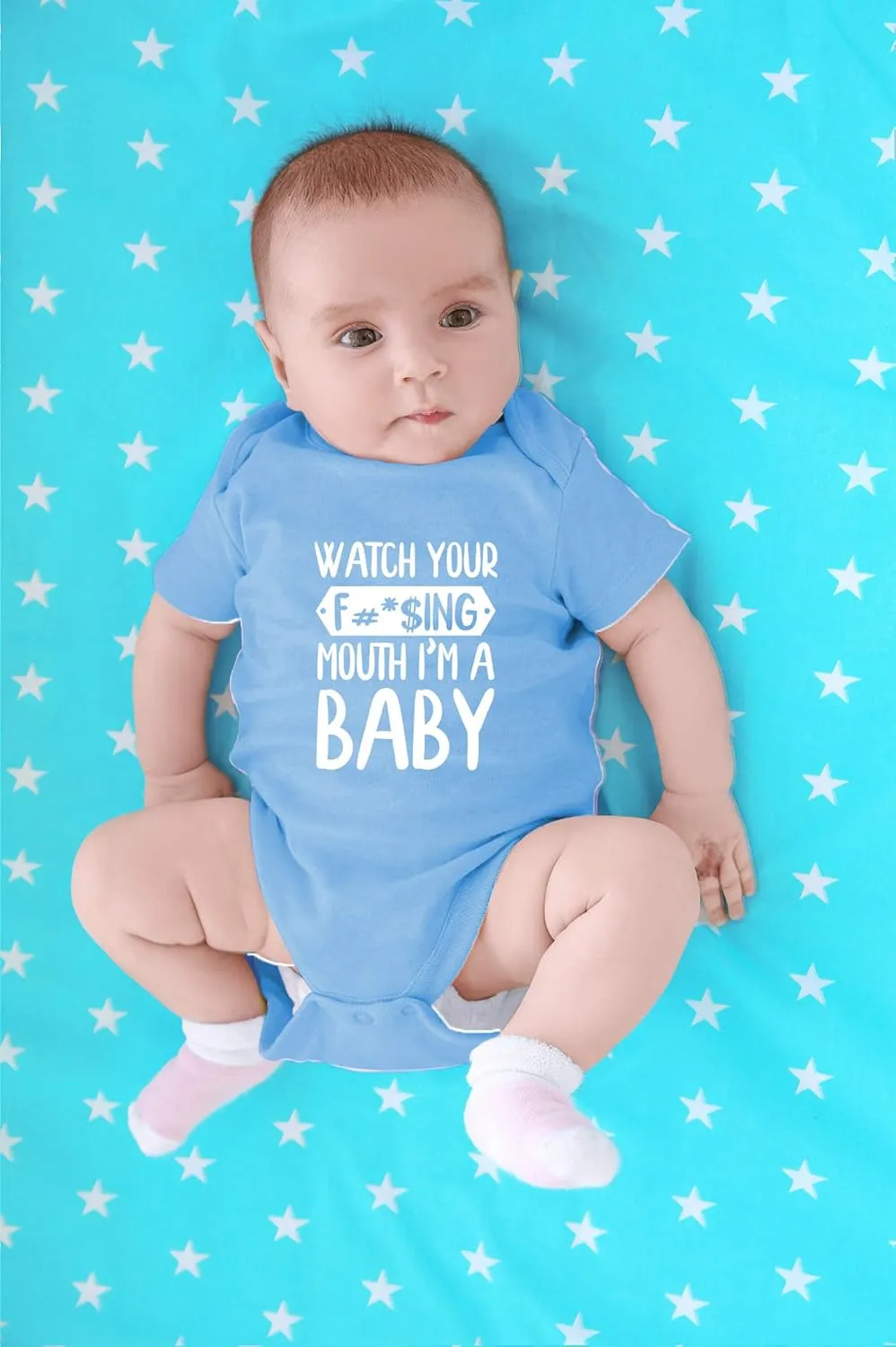 CBTwear Watch Your Mouth, I'm A Baby - Baby Clothes - Funny Newborn Bodysuit Outfits for Boys and Girls