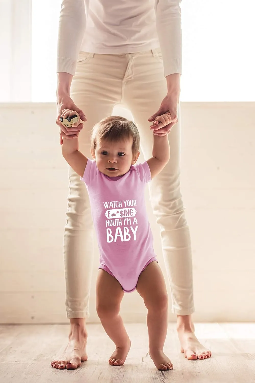 CBTwear Watch Your Mouth, I'm A Baby - Baby Clothes - Funny Newborn Bodysuit Outfits for Boys and Girls
