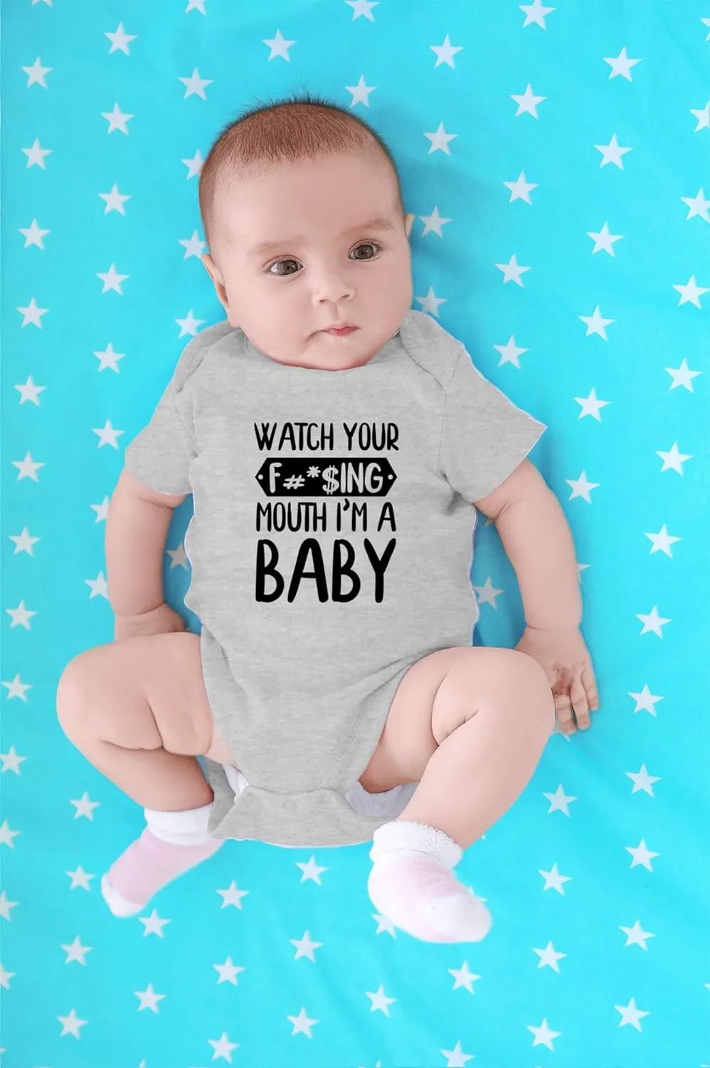 CBTwear Watch Your Mouth, I'm A Baby - Baby Clothes - Funny Newborn Bodysuit Outfits for Boys and Girls