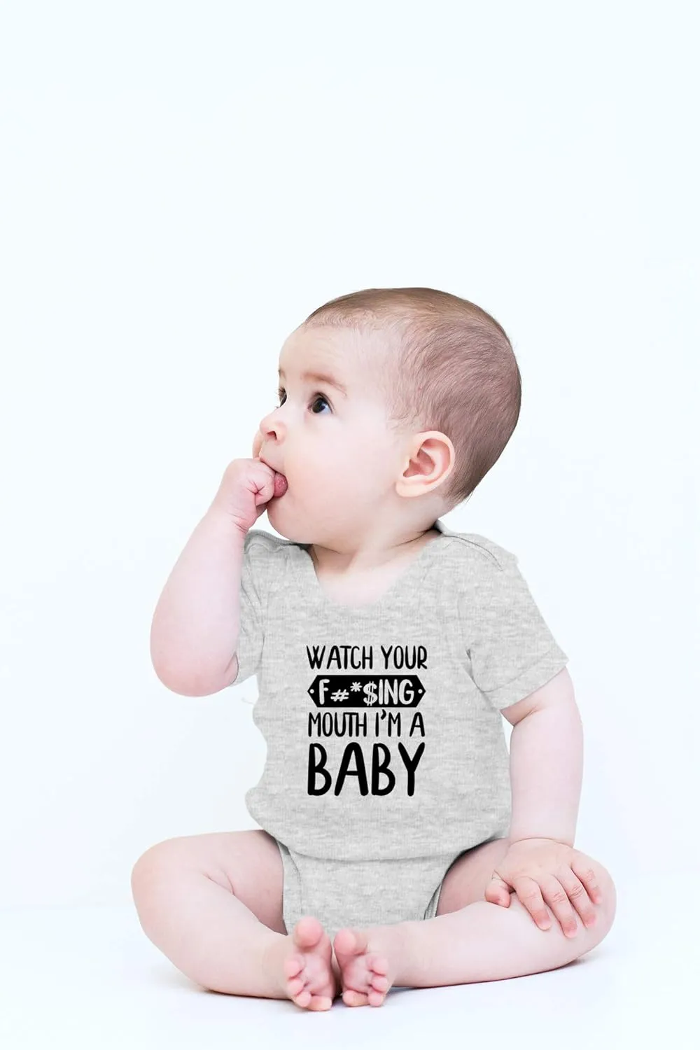 CBTwear Watch Your Mouth, I'm A Baby - Baby Clothes - Funny Newborn Bodysuit Outfits for Boys and Girls