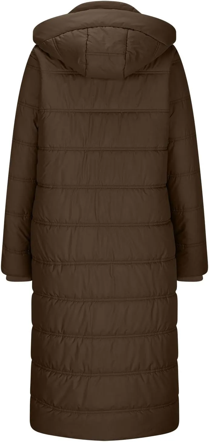 Ceboyel Women Quilted Puffer Warm Coats Hooded Quilted Jackets Coat Fleece Lined Zip Up Jacket Trendy Clothing Outerwear 2024