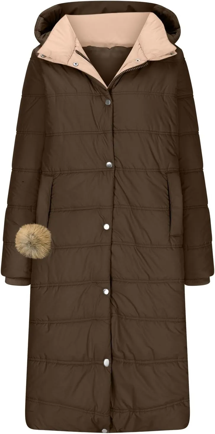 Ceboyel Women Quilted Puffer Warm Coats Hooded Quilted Jackets Coat Fleece Lined Zip Up Jacket Trendy Clothing Outerwear 2024