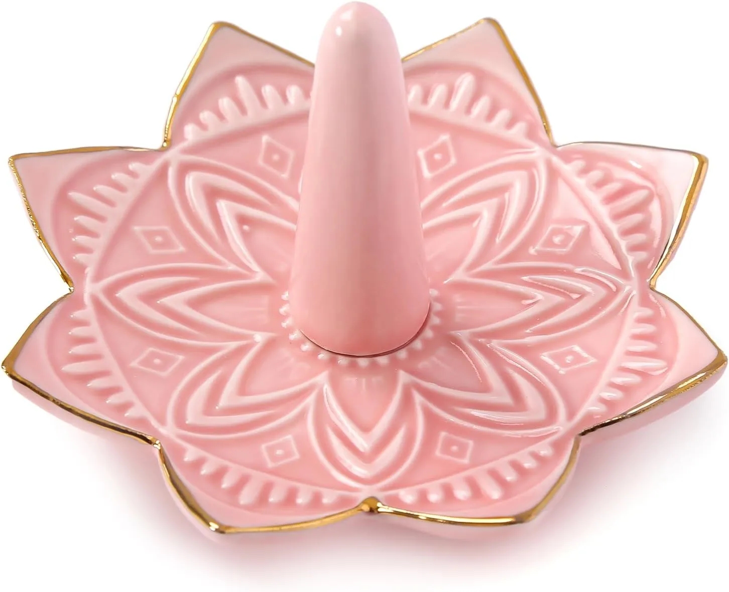 Ceramic Ring Holder for Jewelry,Pink Mandala Ring Dish Jewelry Dish Jewelry Holder,Room Decor,Engagement Wedding Birthday Gifts for Couples Women