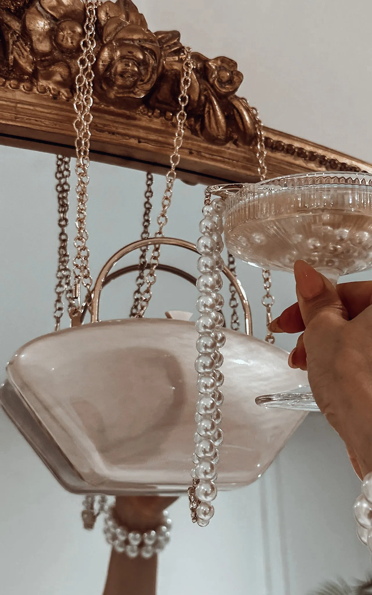 Champs & Oysters S'il vous plat Pearl Top Handle Clutch Bag