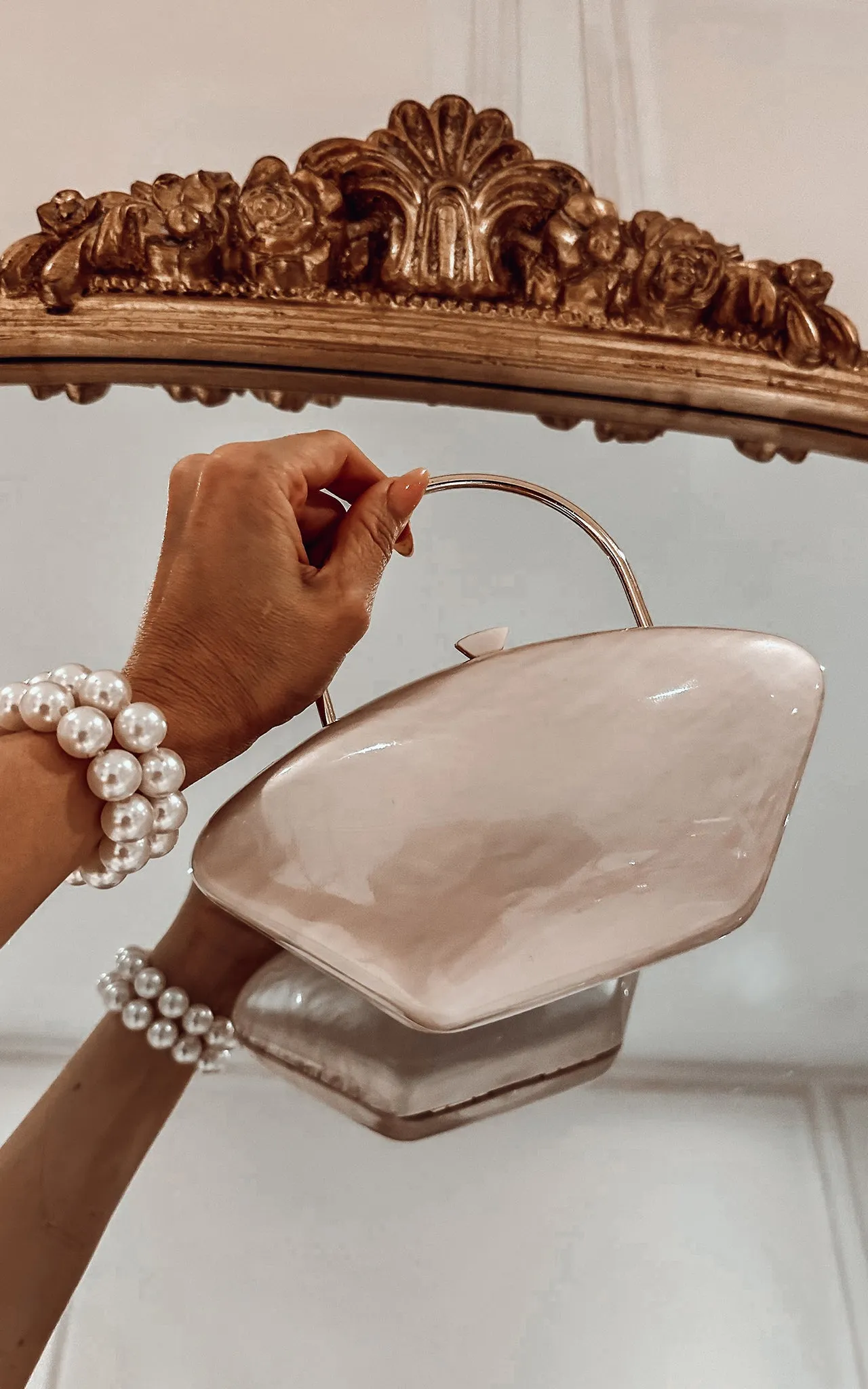 Champs & Oysters S'il vous plat Pearl Top Handle Clutch Bag