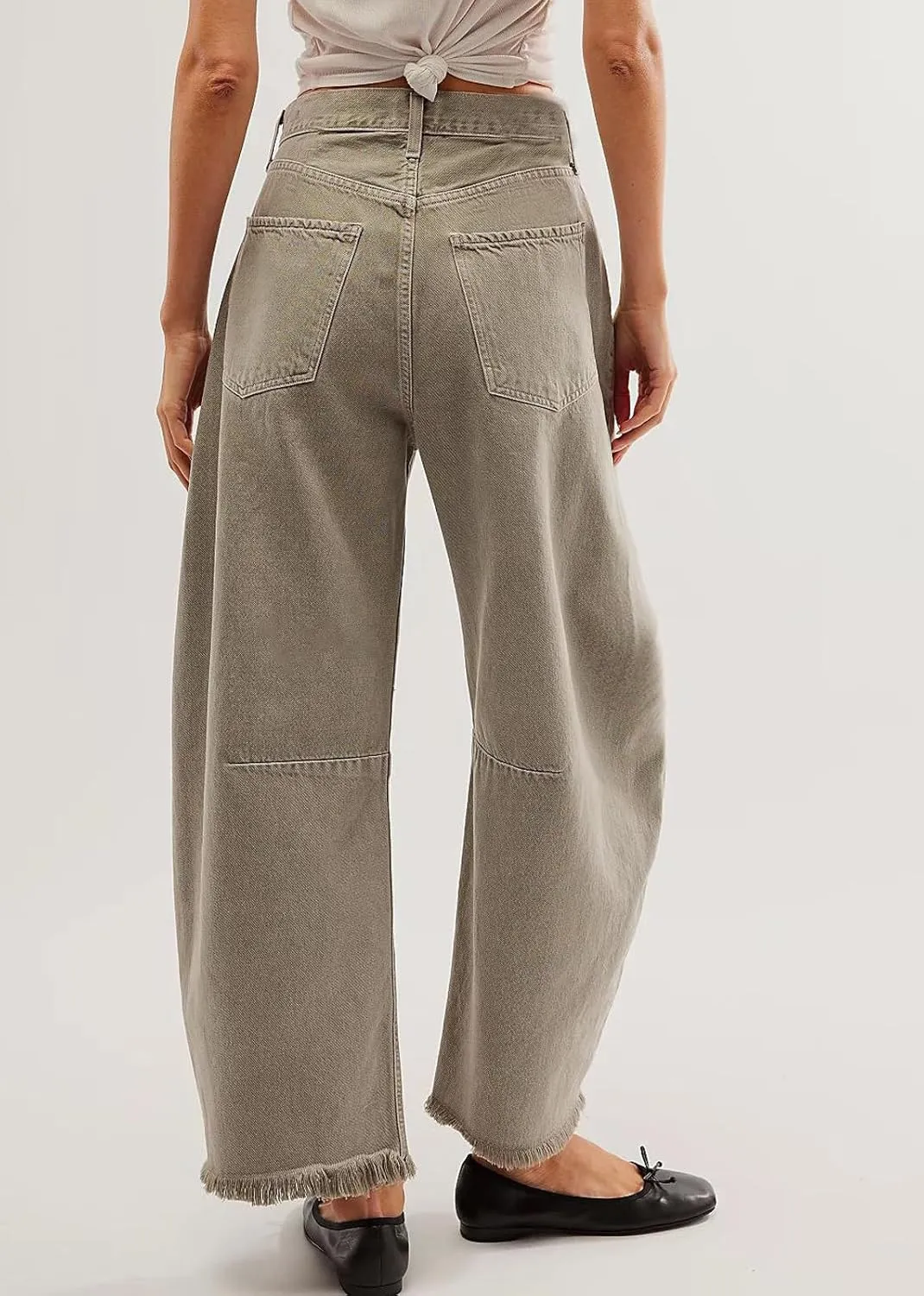 CHARTOU Women Barrel Jeans Distressed Boyfriend Baggy Jeans High Waist Wide Leg Jeans Y2k Ripped Harem Pants