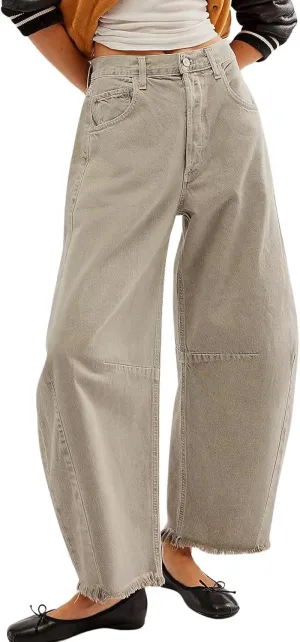 CHARTOU Women Barrel Jeans Distressed Boyfriend Baggy Jeans High Waist Wide Leg Jeans Y2k Ripped Harem Pants