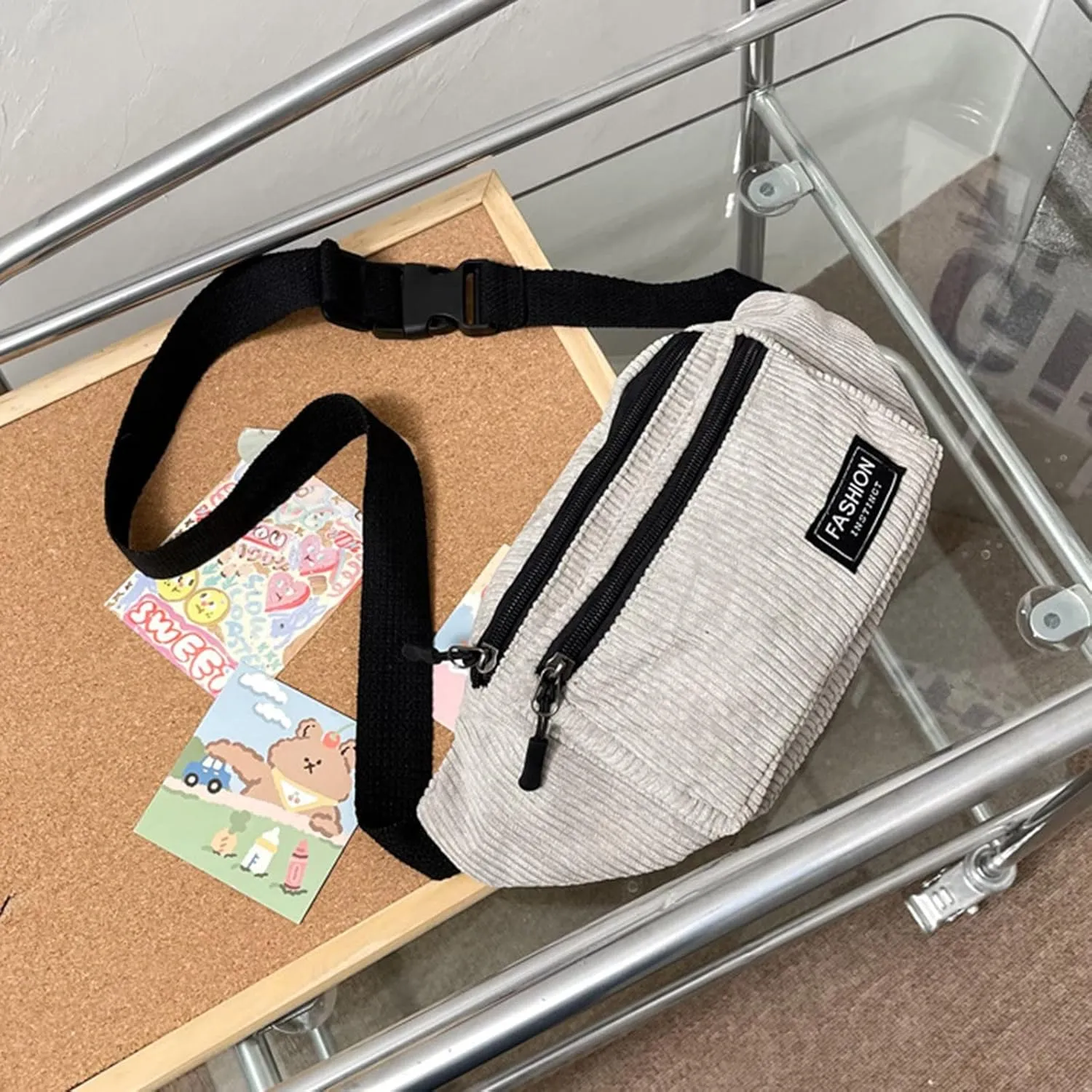 Chest Bags Texture Body Small Bags Sports Waist Bag Casual Shoulder Bag For Men Women Canvas Leather (Grey, One Size)