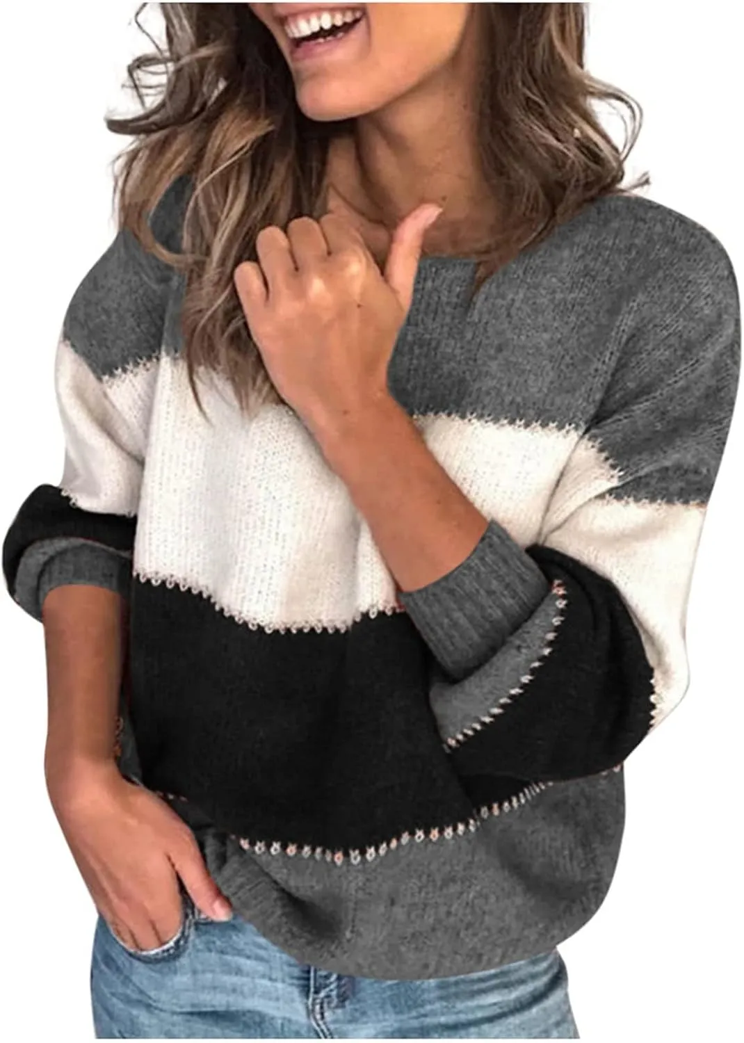 ChicCrate Womens Sweaters Fall 2025 Long Sleeve Shirts Knit Sweater Going Out Tops Tunic Dressy Casual Trendy Pullover