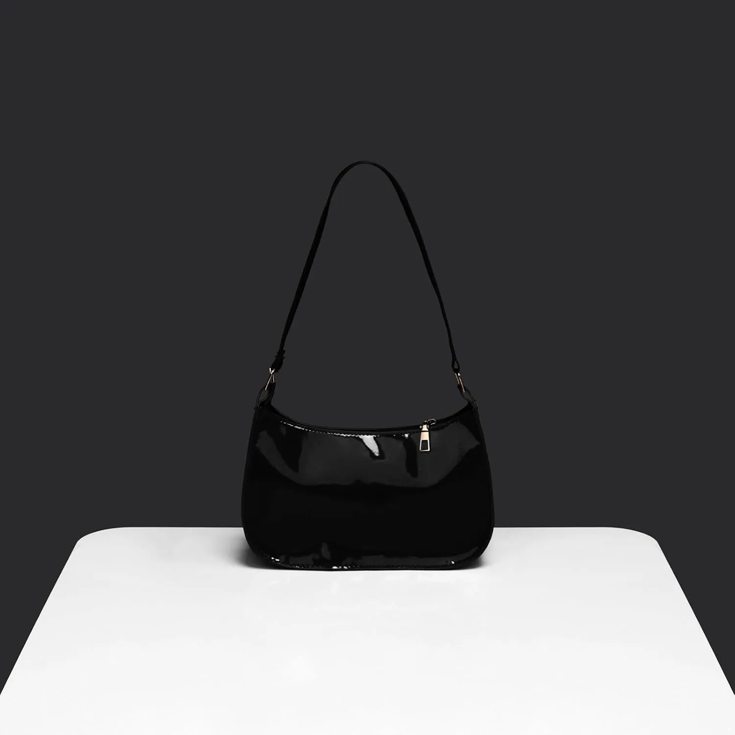 CHICTRY Glossy Shoulder Bag for Women, Simple Patent Leather Clutch Shoulder Purses Handbags