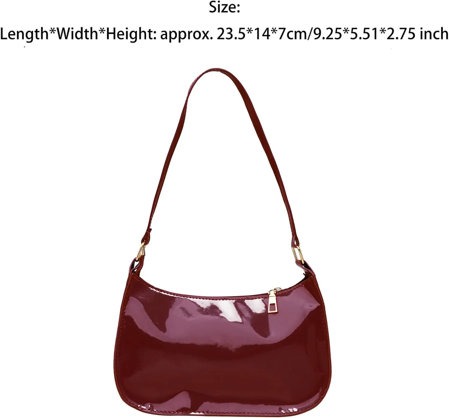 CHICTRY Glossy Shoulder Bag for Women, Simple Patent Leather Clutch Shoulder Purses Handbags