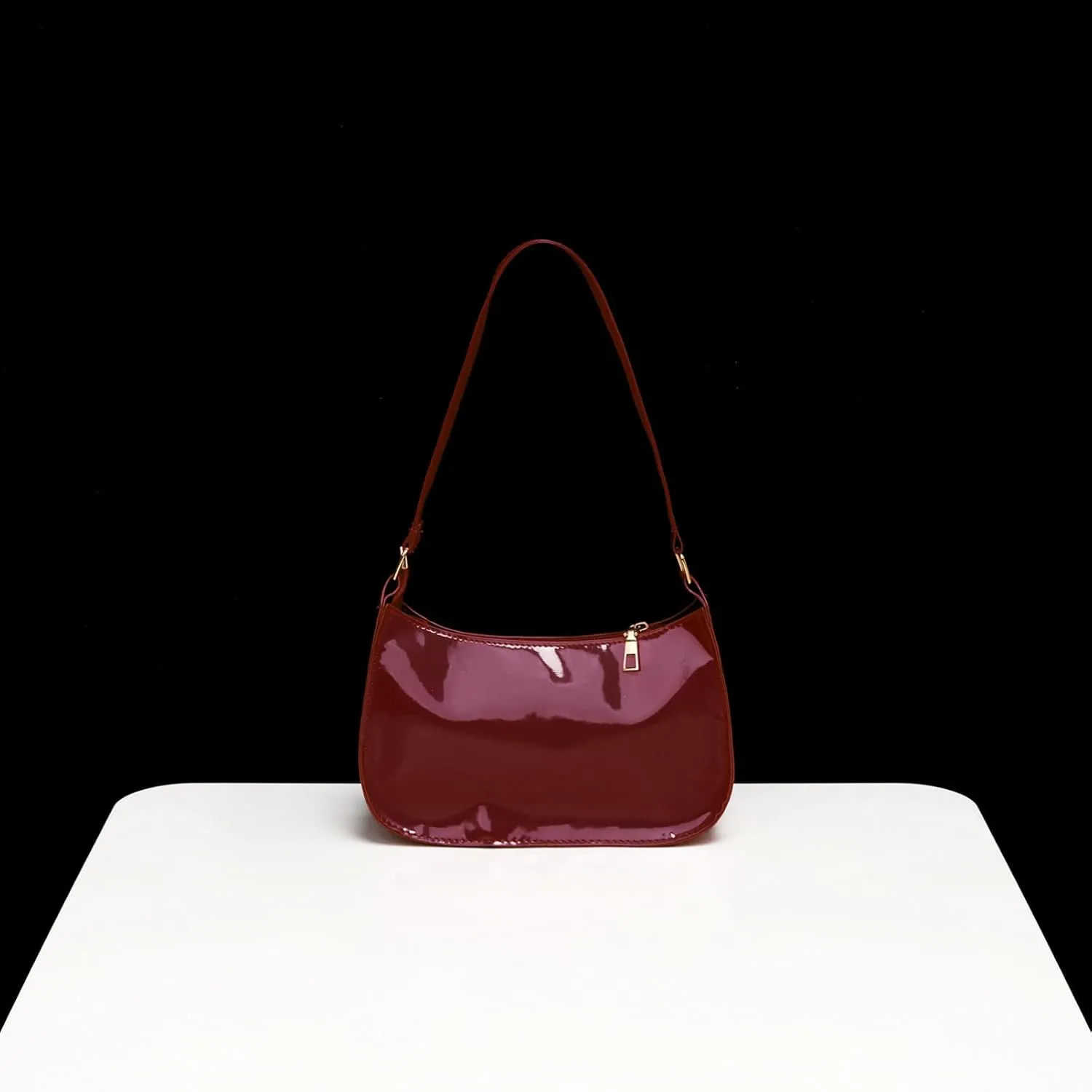 CHICTRY Glossy Shoulder Bag for Women, Simple Patent Leather Clutch Shoulder Purses Handbags
